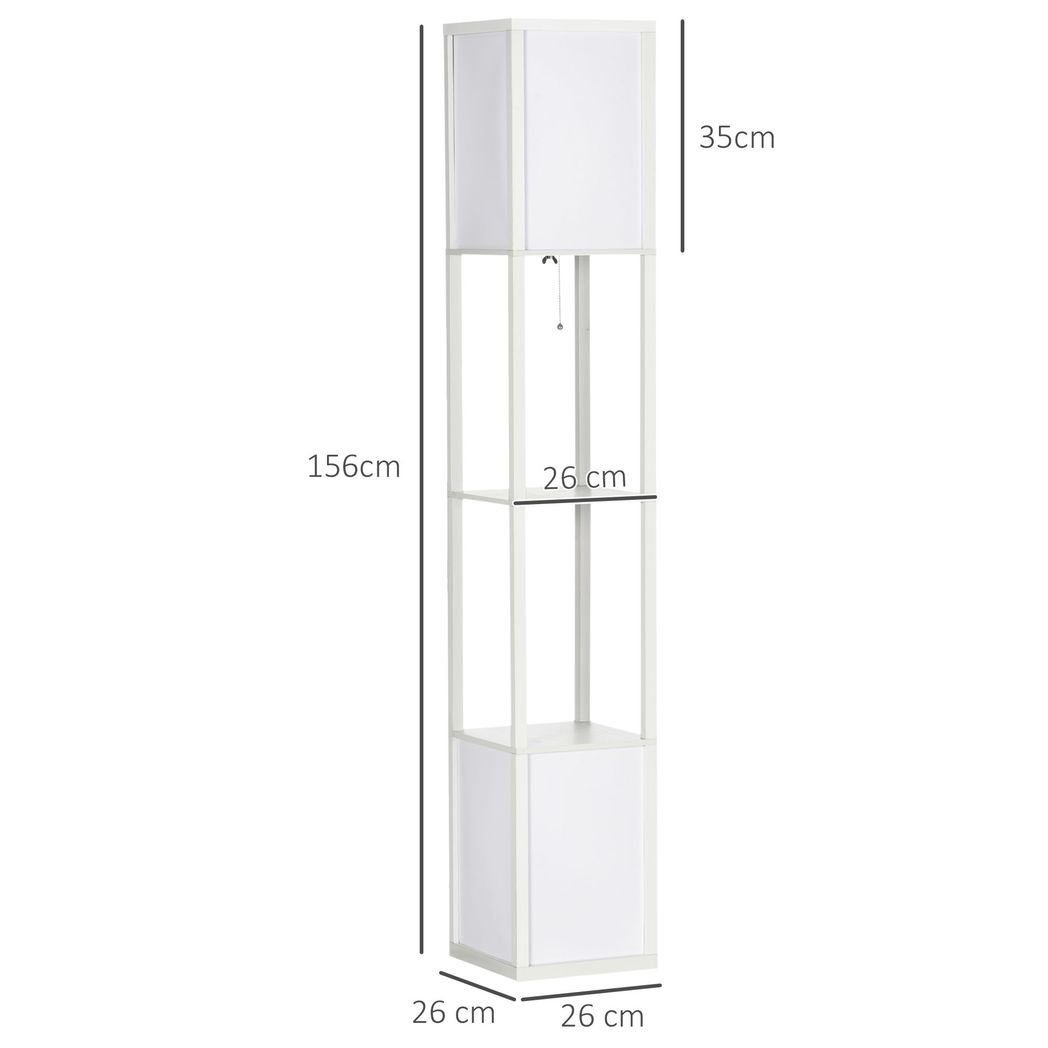 Floor Lamp Shelving Unit with Dual Light in White