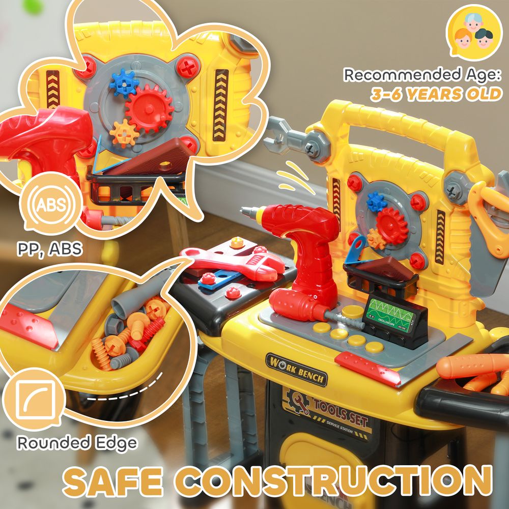 102Pcs Play Tools Toy with Electric Drill, Storage, Yellow