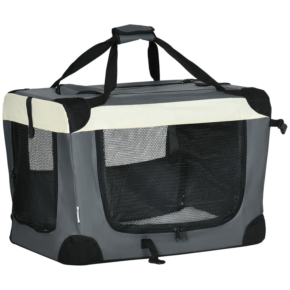 60cm Foldable Pet Carrier with Cushion, for Mini Dogs and Cats - Grey