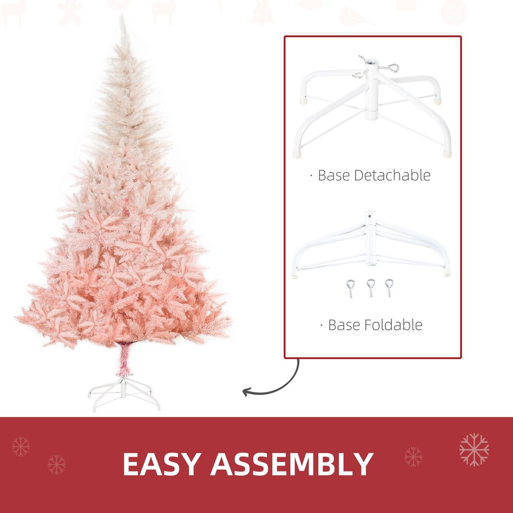 6FT Pink Artificial Christmas Tree Metal Stand