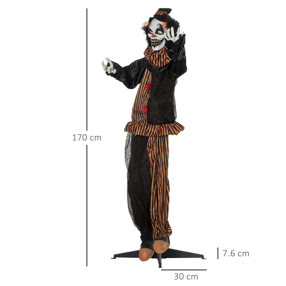 67 Inch Life Size Outdoor Halloween Decorations Talking Circus Clown, Animated Prop Animatronic Decor with Light Up Eyes, Laughter