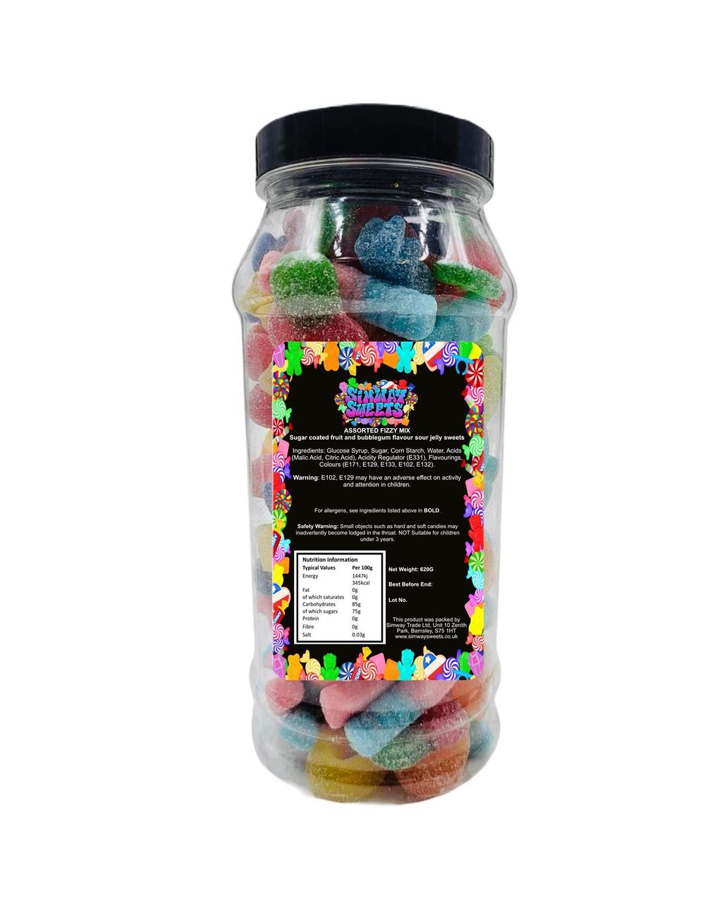 Fizzy Mix Assorted Fizzies Retro Sweets Gift Jar