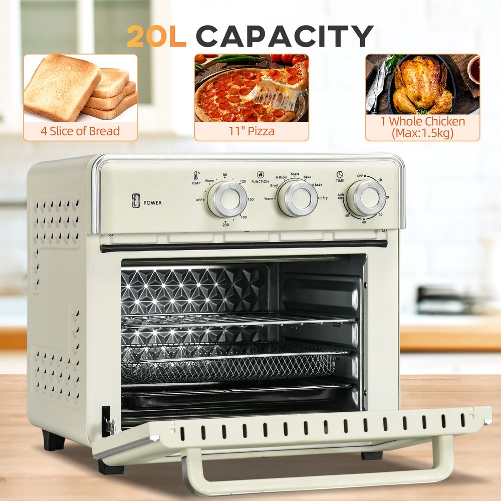 7-in-1 Toaster Oven 4-Slice w/ 60-min Timer Adjustable Thermostat 1400W