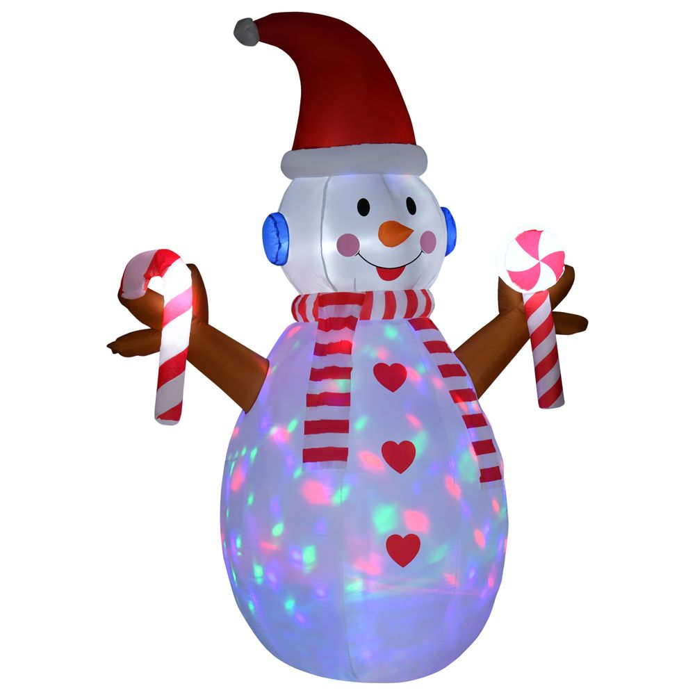 8ft Christmas Inflatable Snowman with Candy and Rotating Lights