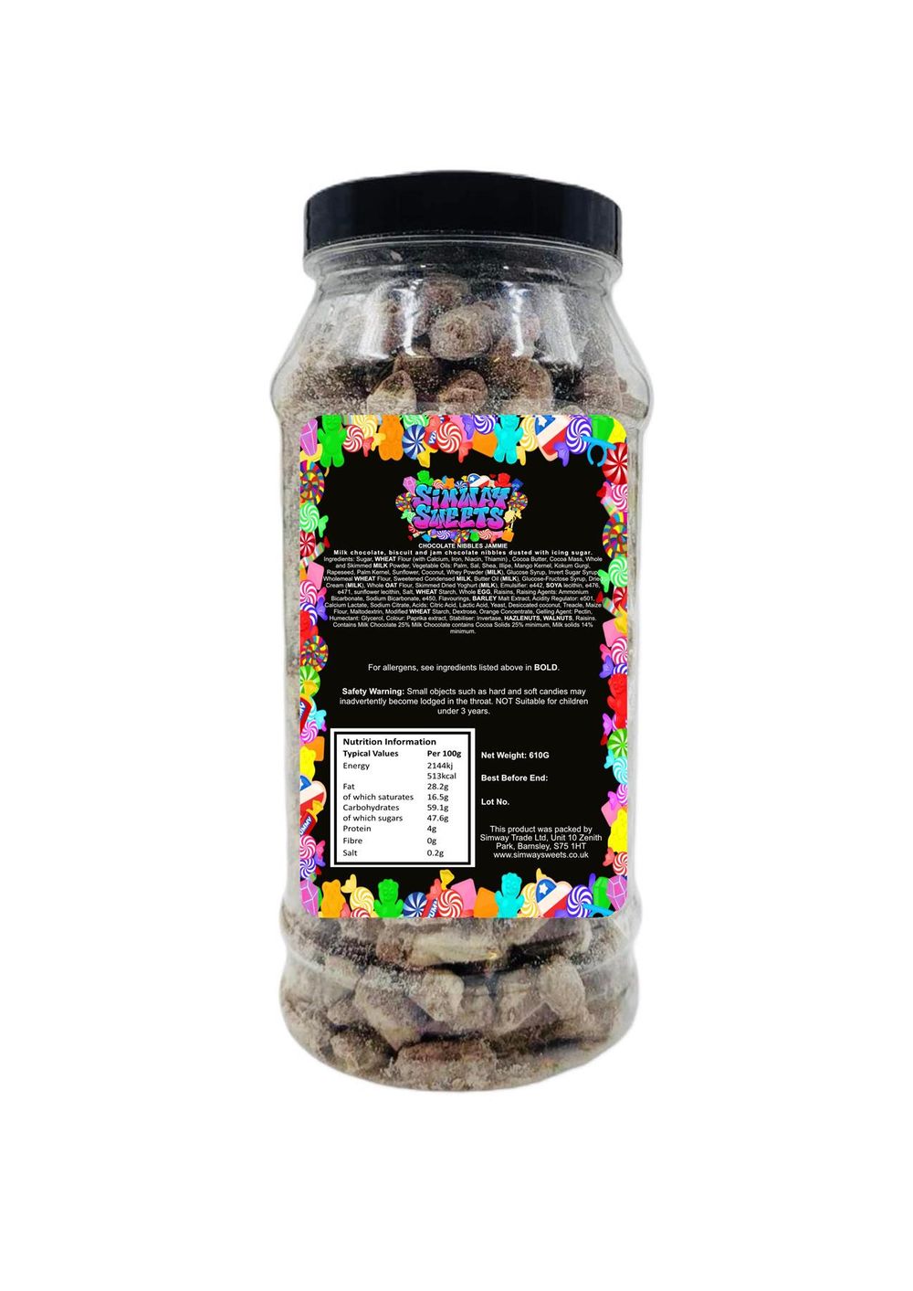 Jammie Flavour Choc Nibbles Retro Sweets Gift Jar