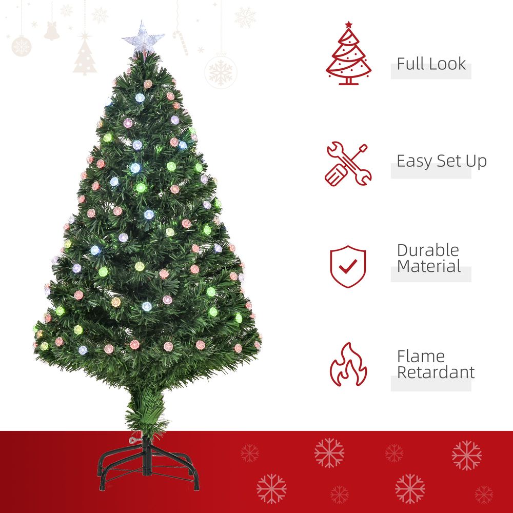 4FT Pre-Lit Artificial Christmas Tree with Fibre Optic Decorations LED Lights