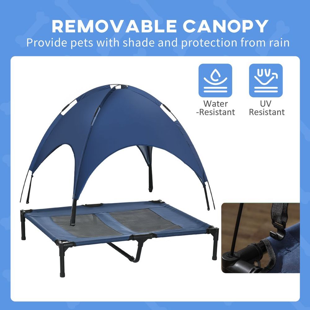 92cm Elevated Cooling Dog, UV Protection Canopy - Blue