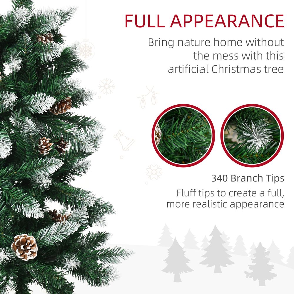 5FT Snow Artificial Christmas Tree with Pine Cones