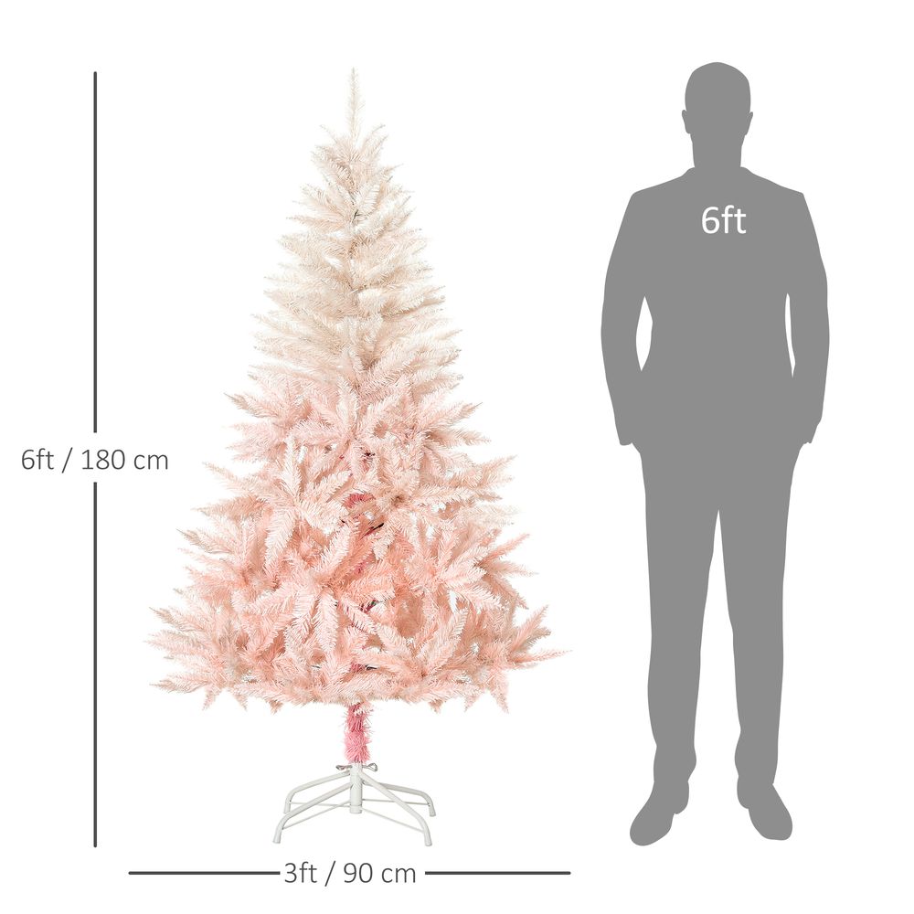 6FT Pink Artificial Christmas Tree Metal Stand