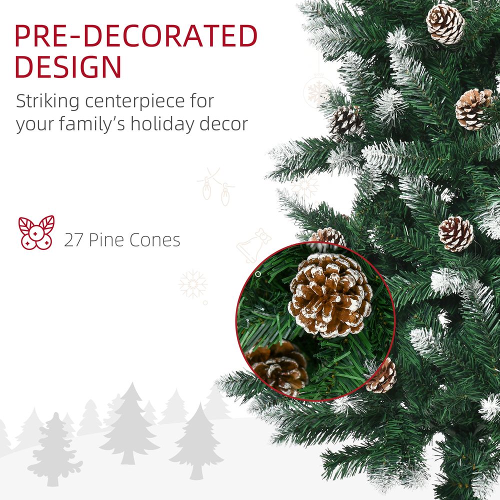 5FT Snow Artificial Christmas Tree with Pine Cones