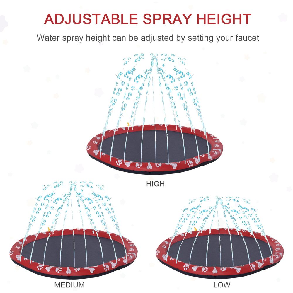 170cm Splash Pad Sprinkler for Pets, Dog Bath Pool, Non-slip, Outdoor - Red