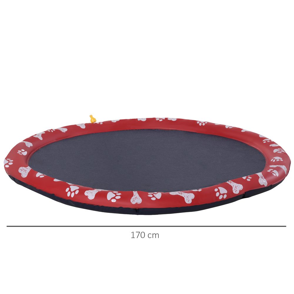 170cm Splash Pad Sprinkler for Pets, Dog Bath Pool, Non-slip, Outdoor - Red