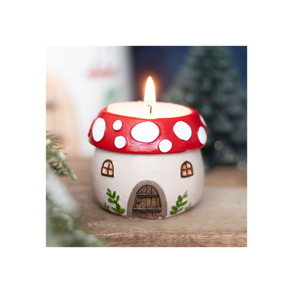 Mushroom House Resin Tealight Holder