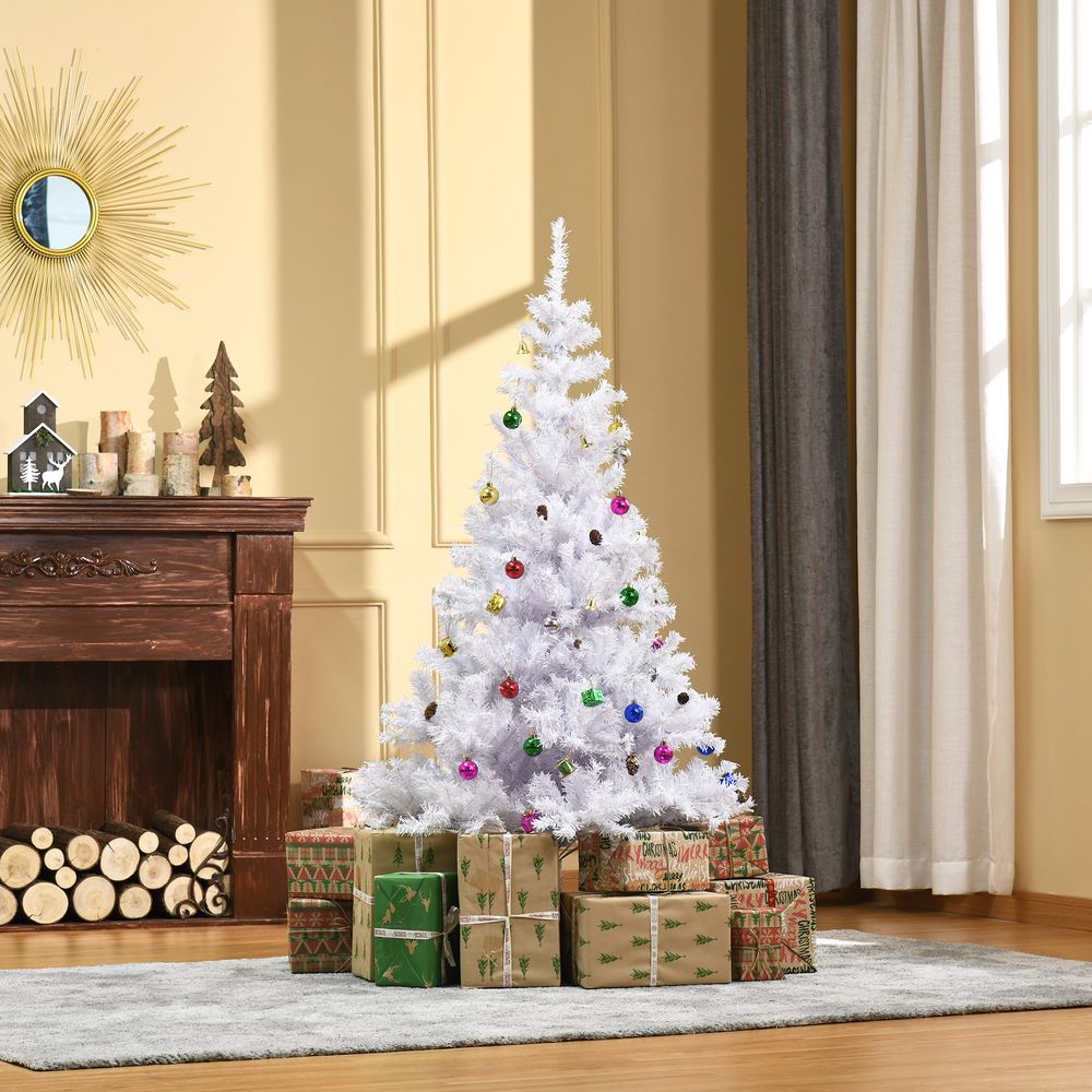 5FT Snow Artificial Christmas Tree with Metal Stand - Elegant Faux White