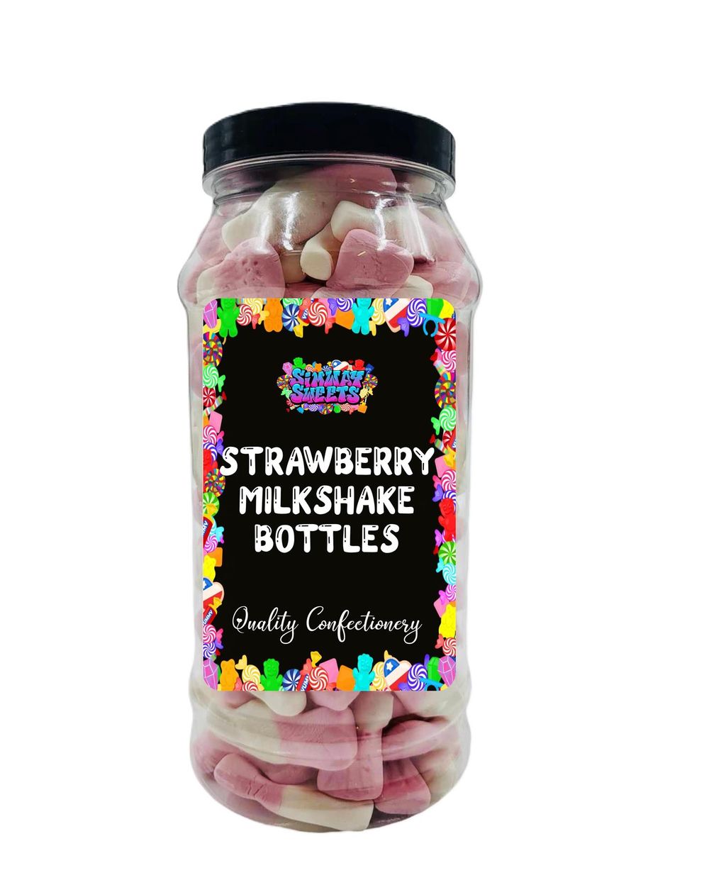 Strawberry Foam Milkshake Bottles Retro Sweets Gift Jar