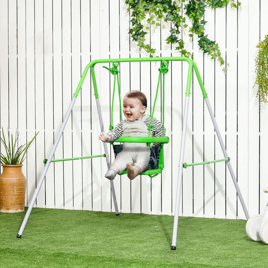 Outsunny Nursery Swing with Safety Seat Belt, Support Back for Indoor/ Outdoor