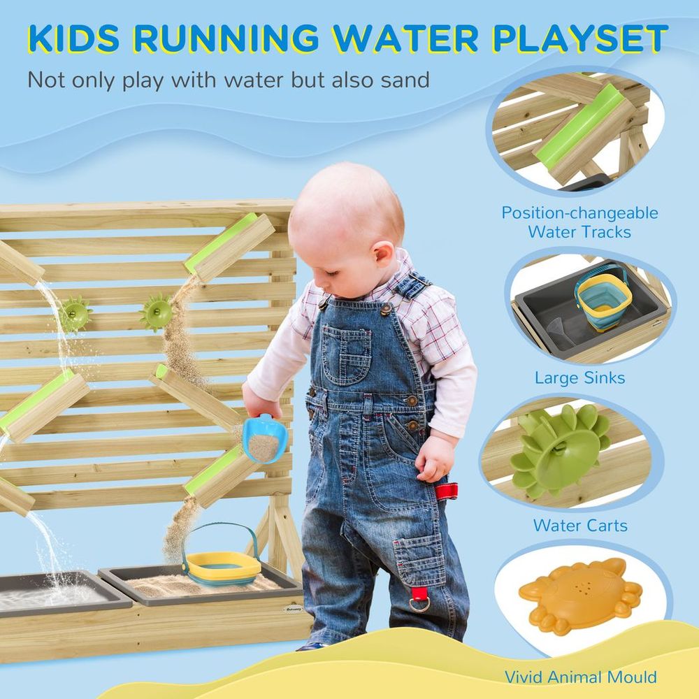 Kids Running Water Playset with Sink Toys, Water Carts, Tracks