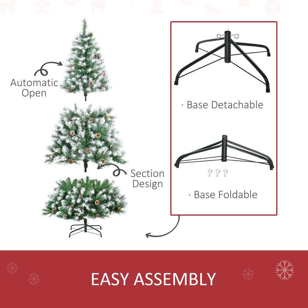 6FT Artificial Christmas Tree With Pine Cones and Automatic Open - Green