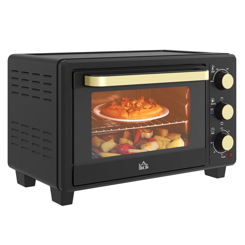 Mini Oven 16L Countertop Oven with Adjustable Temp Timer 1400W, Black