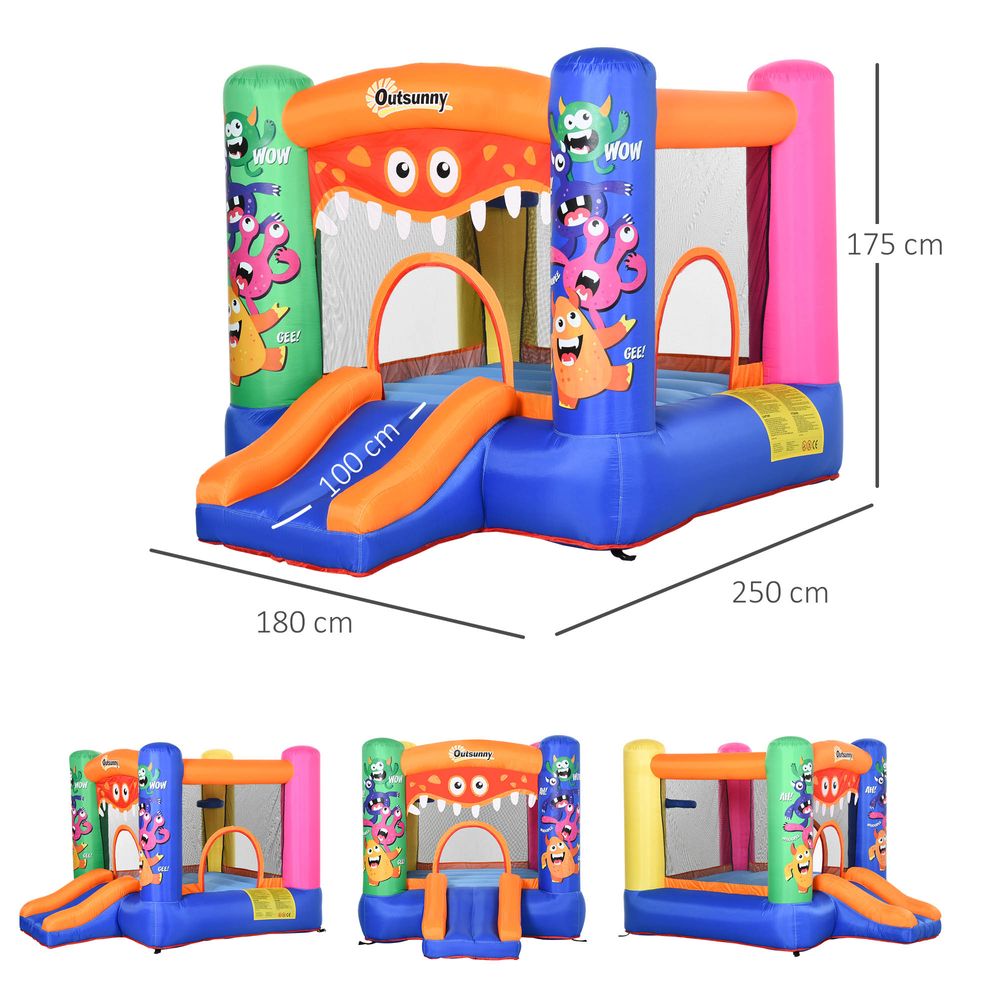 Bouncy Castle with Slide Basket Trampoline Monster Design