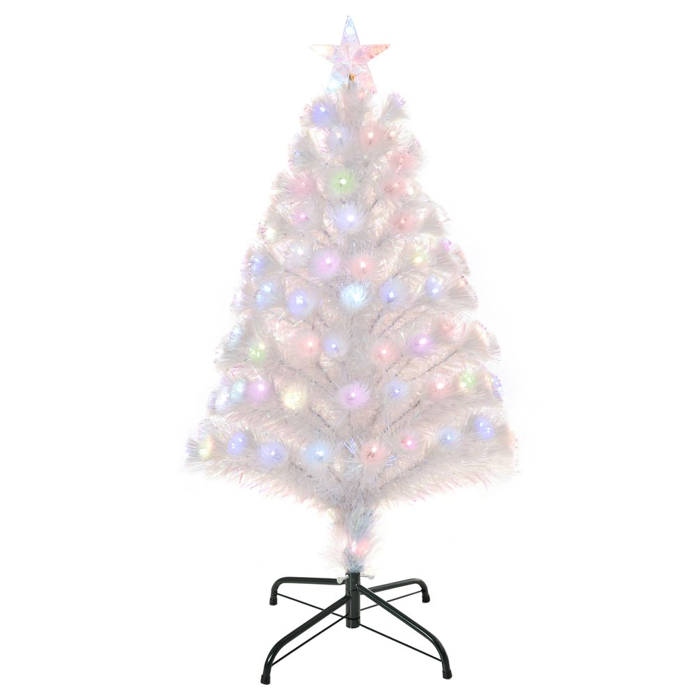 3FT Pre-Lit White Artificial Christmas Tree with Fibre Optic LED Lights