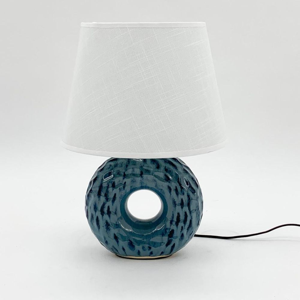 40cm Blue Ceramic  Lamp and Shade