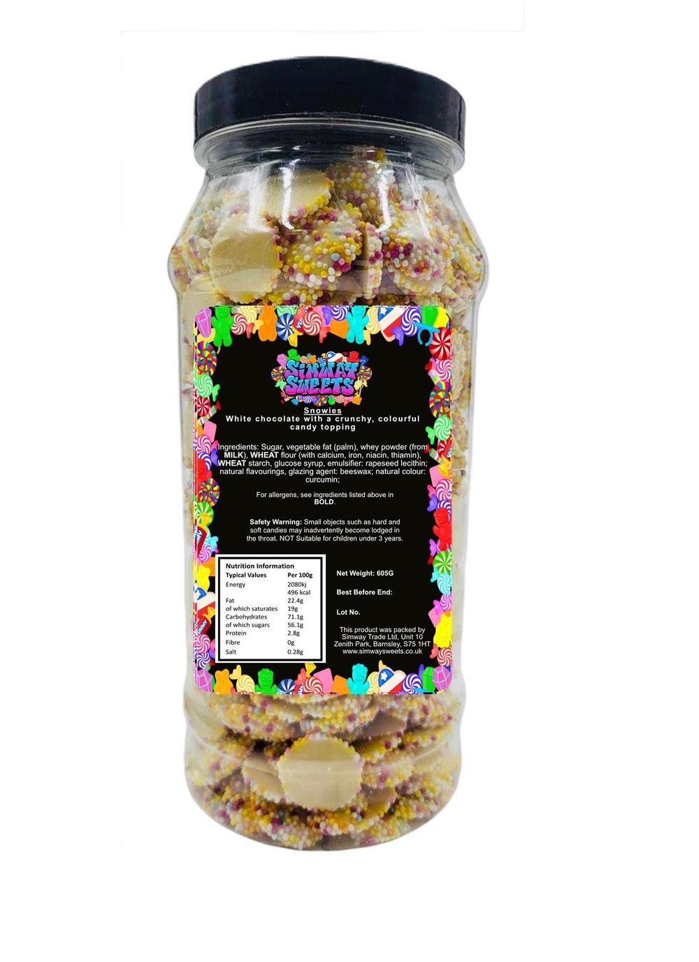 White Chocolate Jazzies Snowies Jazzles Retro Sweets Gift Jar