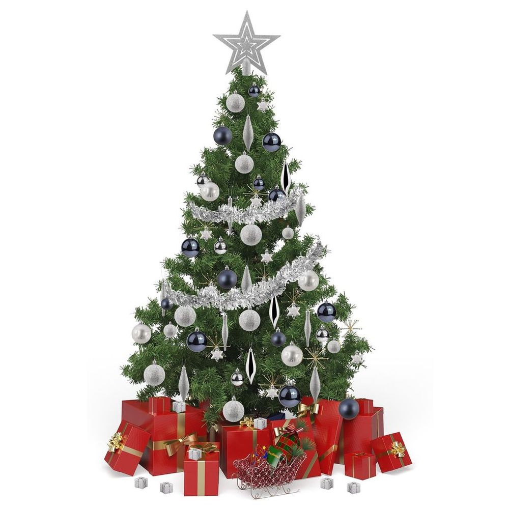 62PC Christmas Baubles Set Silver