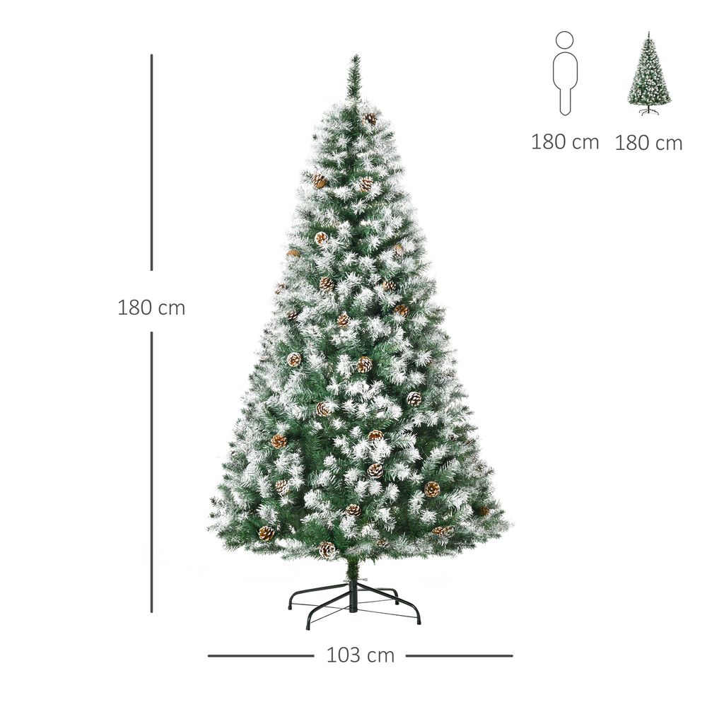 6FT Artificial Christmas Tree With Pine Cones and Automatic Open - Green