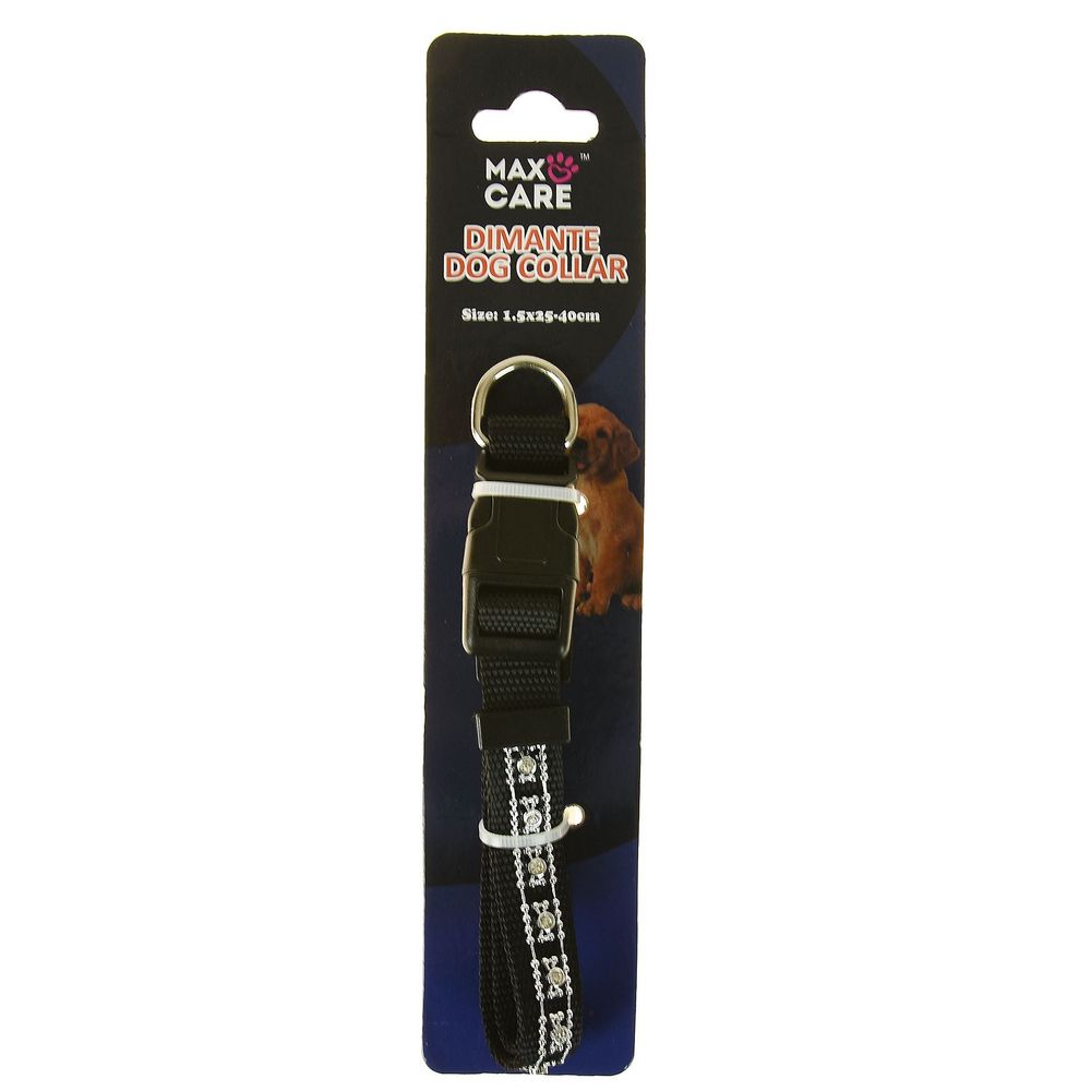 Dimante Dog Collar 1.5x25.40cm BLACK