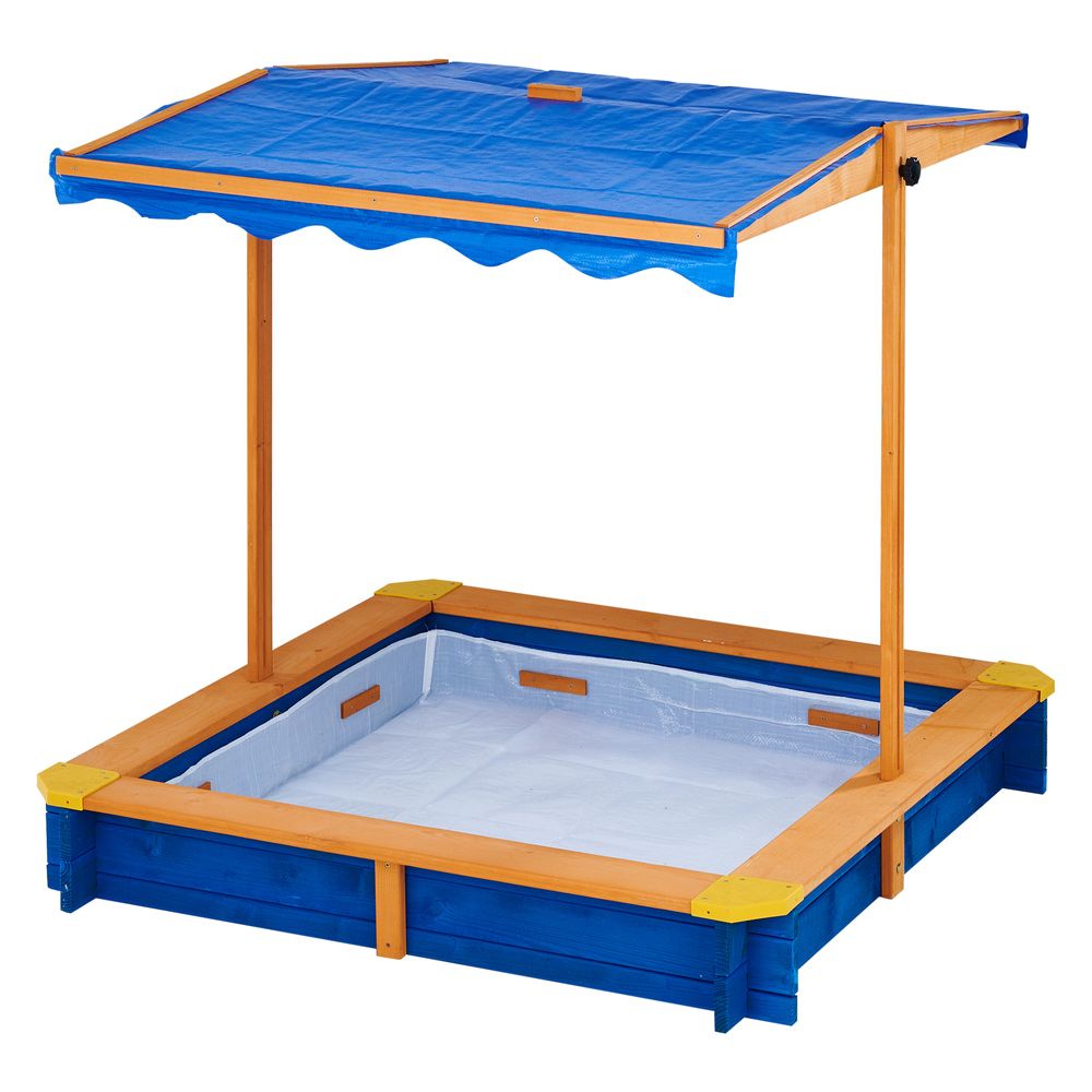 Large Wooden Sand Pit with Lid for Garden, Adjustable Sand Box