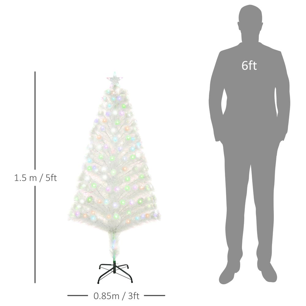 5FT Pre-Lit White Artificial Christmas Tree with Fibre Optic LED Lights