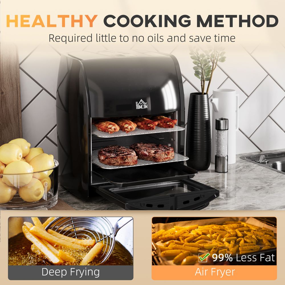 12L Air Fryer Oven 8 Preset Modes Rapid Air Circulation 1800W - Black