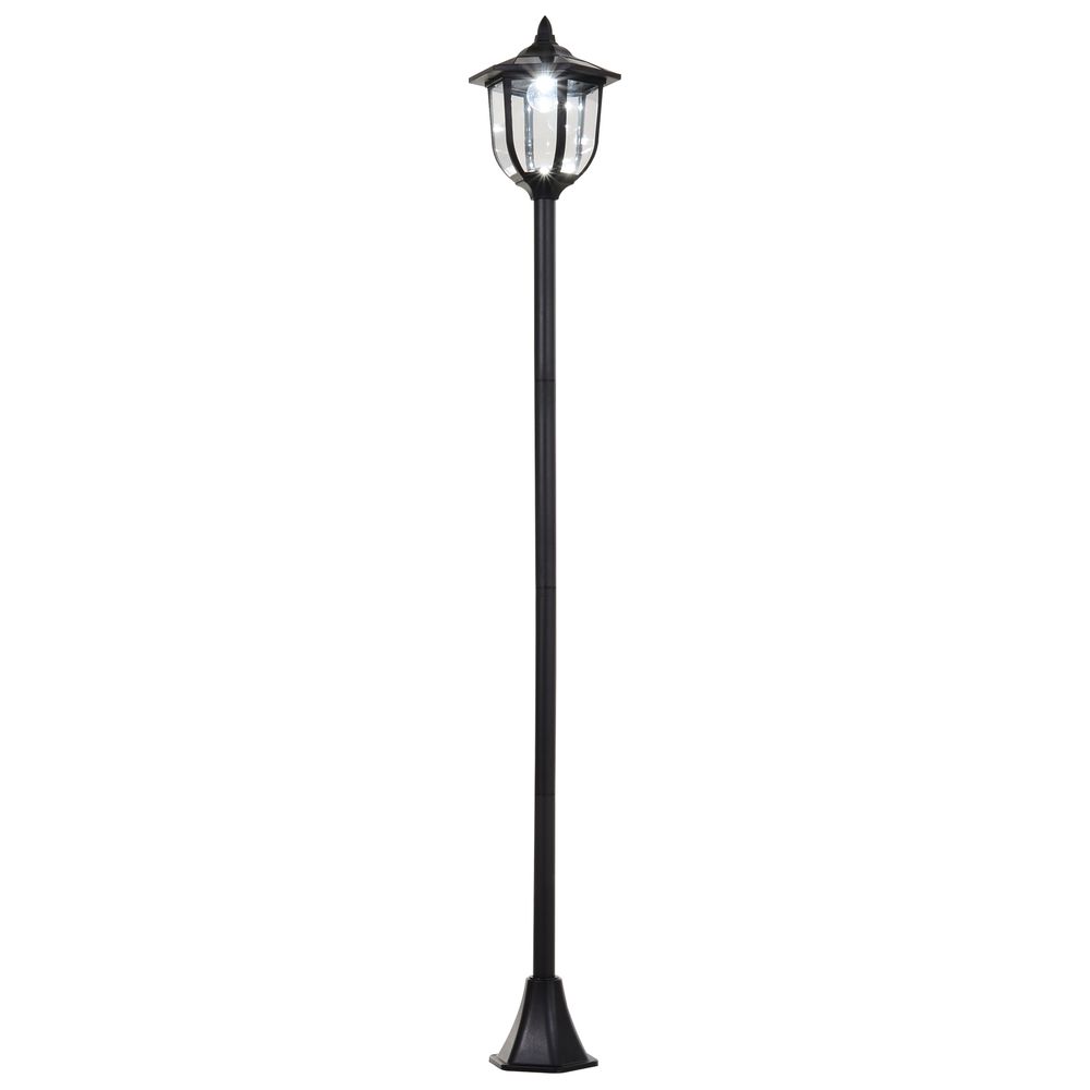 1.77m Tall Free-Standing ABS Garden Solar LED Lamp Post Black