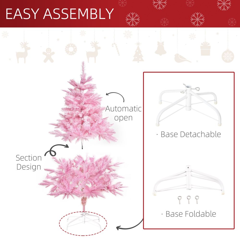 4FT Artificial Pink Christmas Tree with Automatic Open