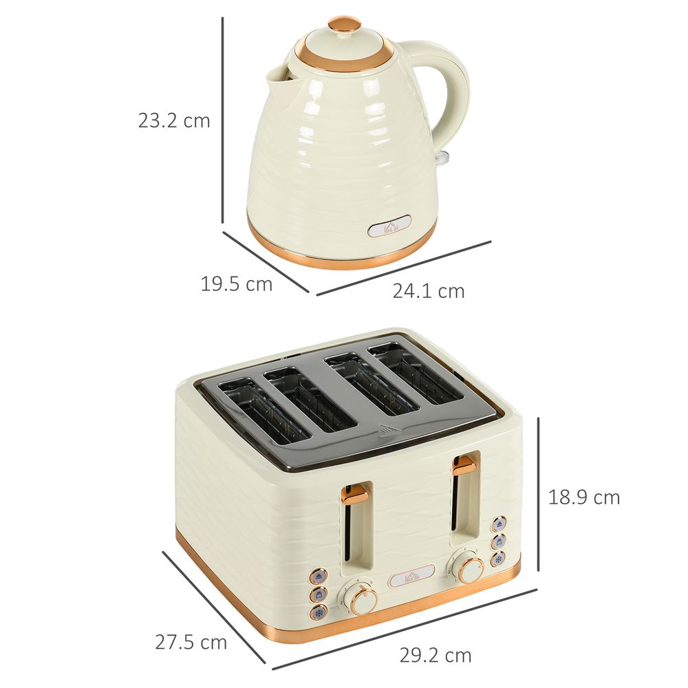 Kettle and Toaster Set 1.7L Rapid Boil Kettle & 4 Slice Toaster - Beige