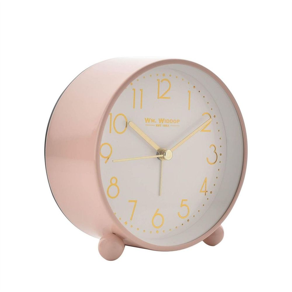 5175Bl William Widdop Blush Metal Alarm Clock With Gold Dial