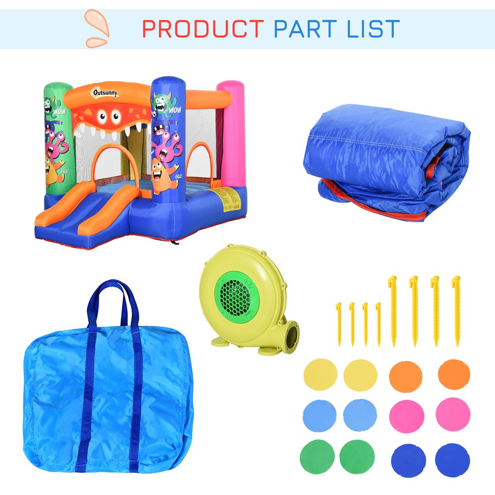 Bouncy Castle with Slide Basket Trampoline Monster Design