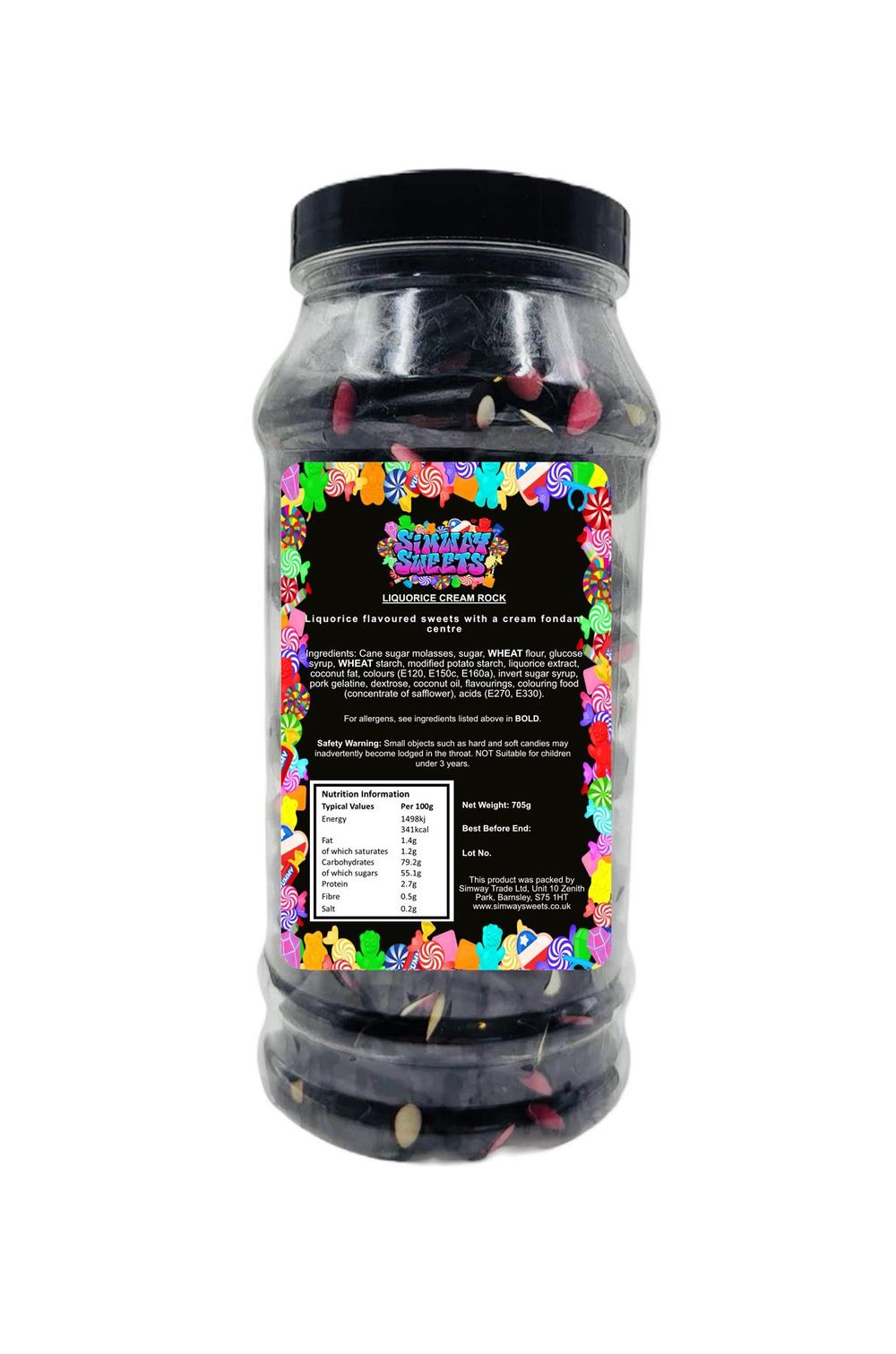 Liquorice Cream Rock Retro Sweets Gift Jar