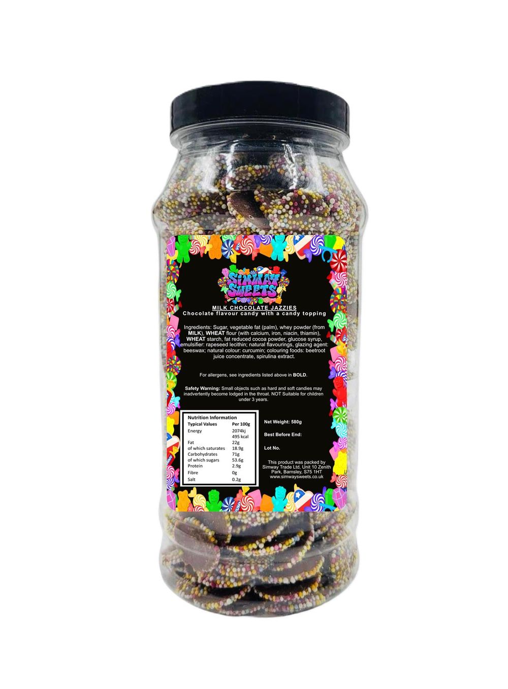 Milk Chocolate Jazzles Retro Sweets Gift Jar