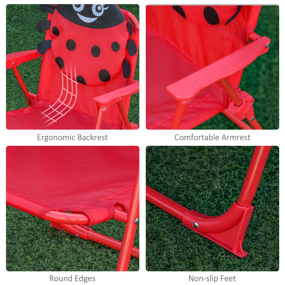 Kids Folding Picnic Table Chair Set -  Ladybug Pattern