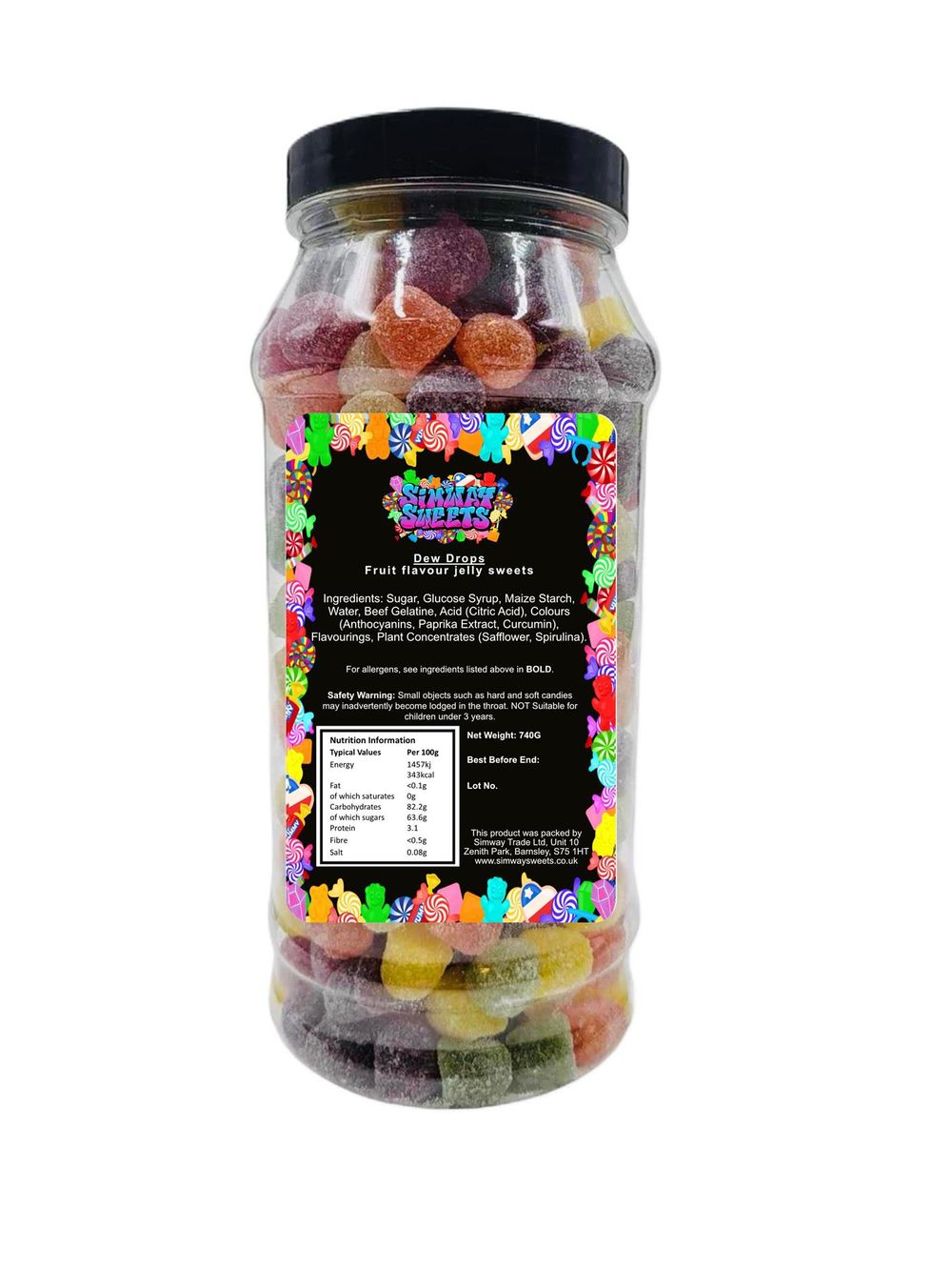 Dew Drops Fruit Flavour Gummy Retro Sweets Gift Jar