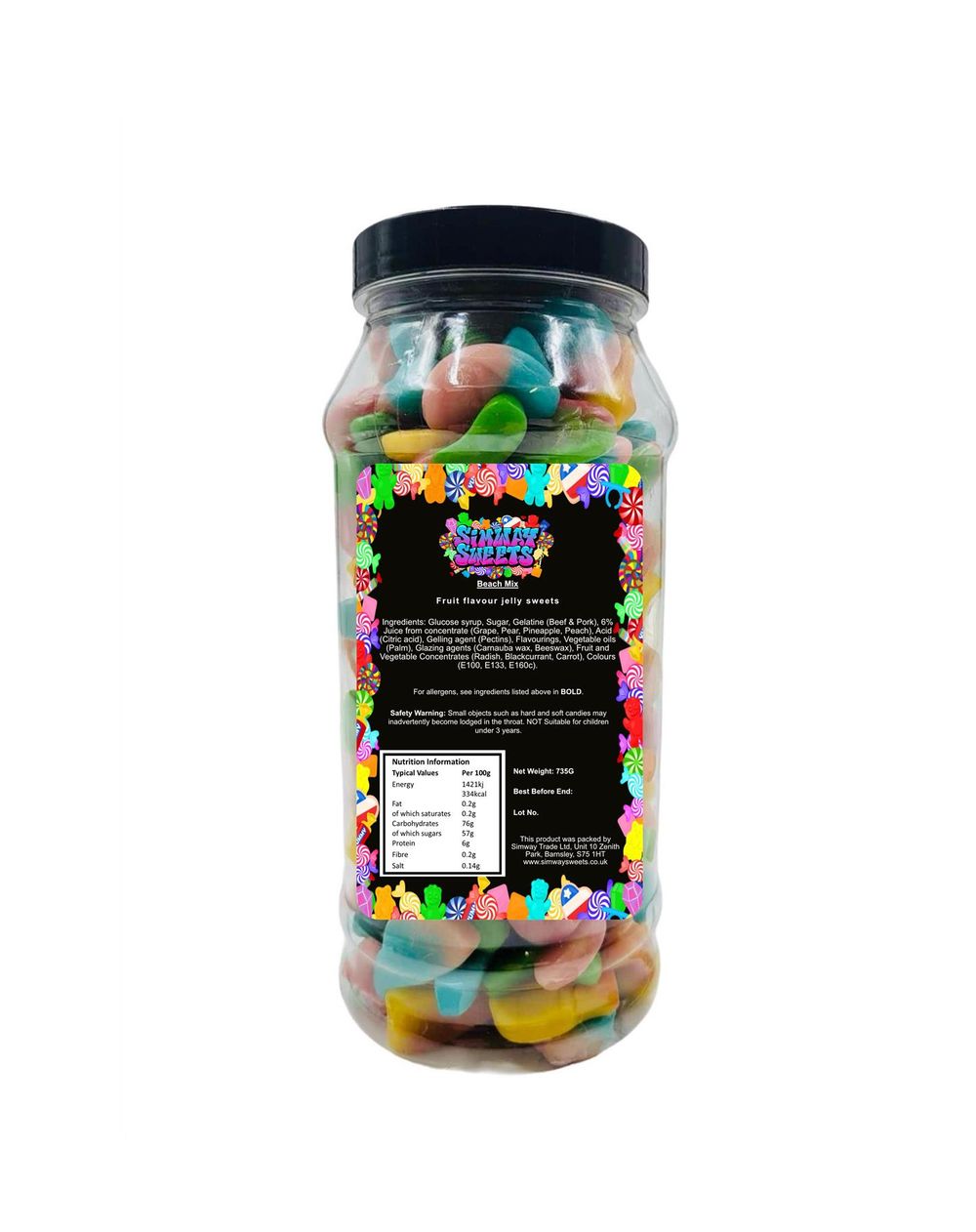 Beach Mix Jelly Gummy Retro Sweets Gift Jar