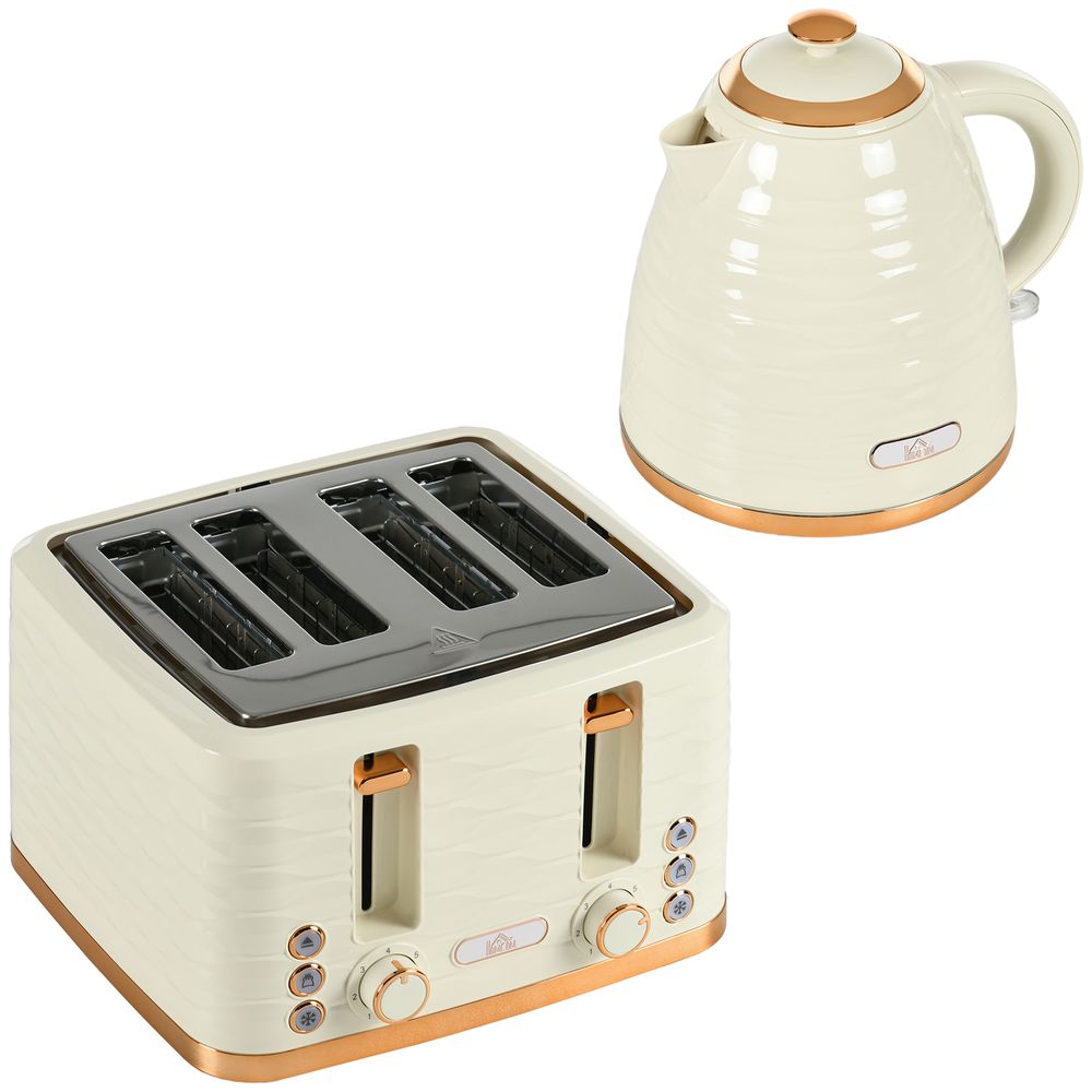 Kettle and Toaster Set 1.7L Rapid Boil Kettle & 4 Slice Toaster - Beige