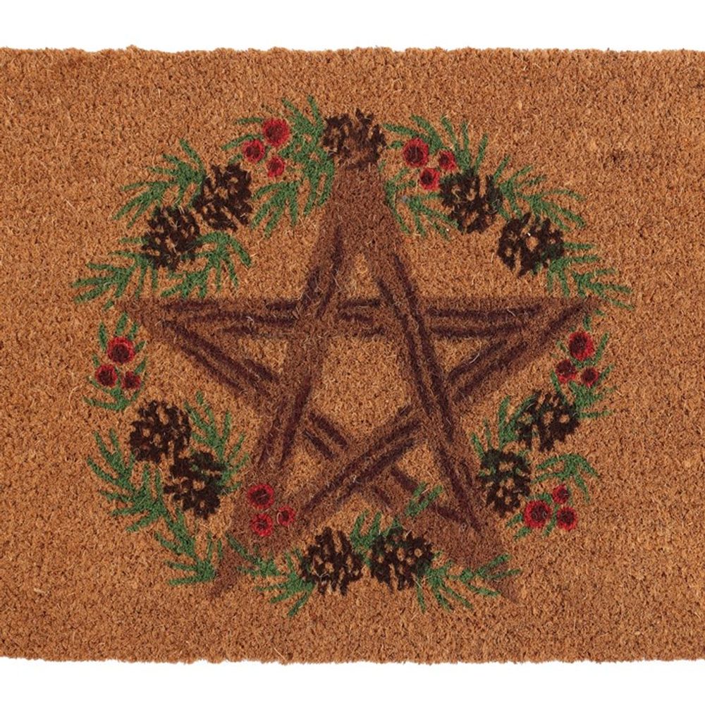 Natural Winter Solstice Pentagram Doormat