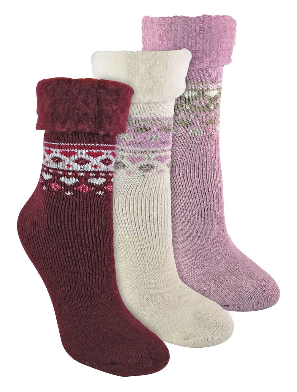 3 Pack Ladies Turnover Top Wool Bed Socks