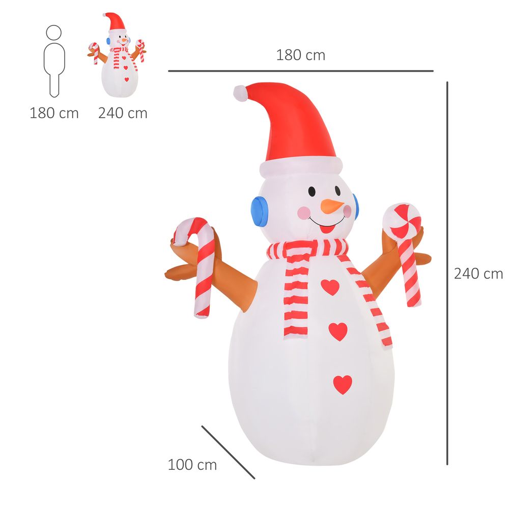 8ft Christmas Inflatable Snowman with Candy and Rotating Lights