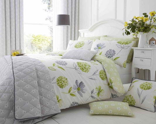 Caroline Floral 200 Thread Count Cotton Rich Duvet Set Green