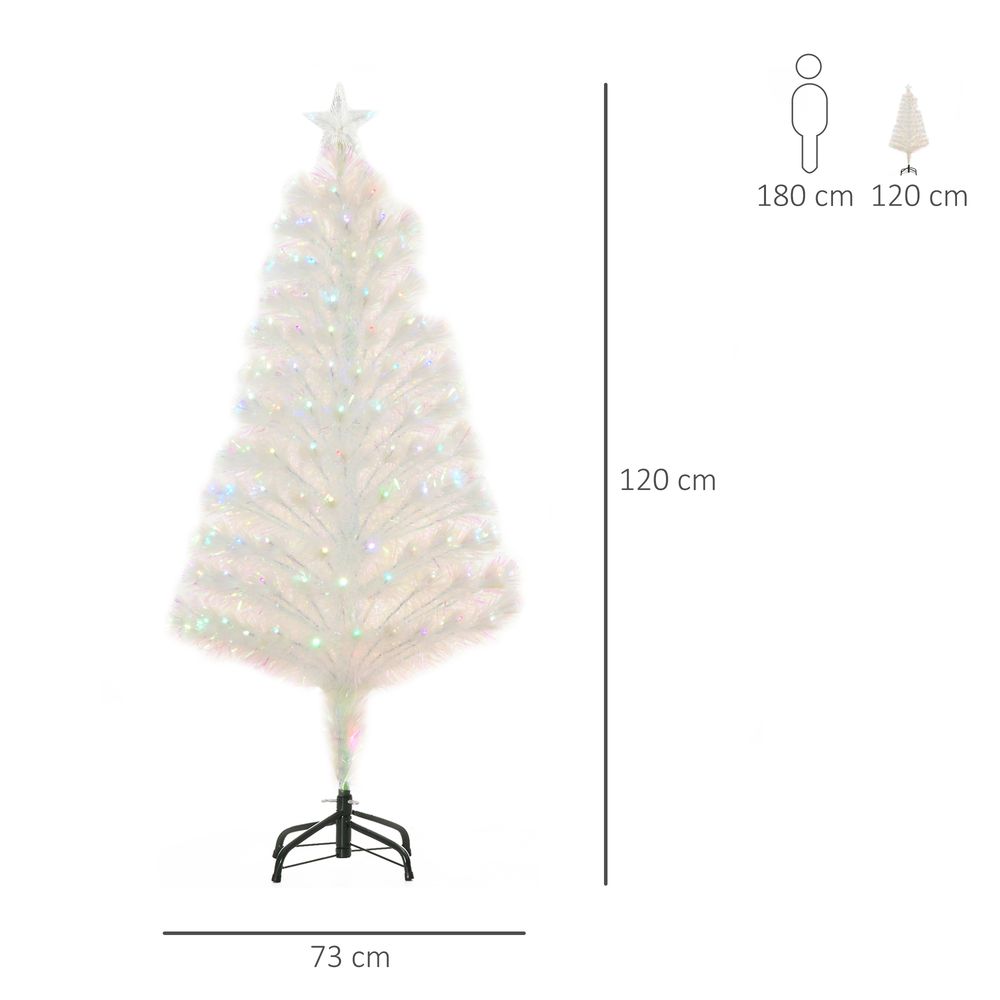 4FT Pre-Lit White Artificial Christmas Tree with Fibre Optic LED Lights