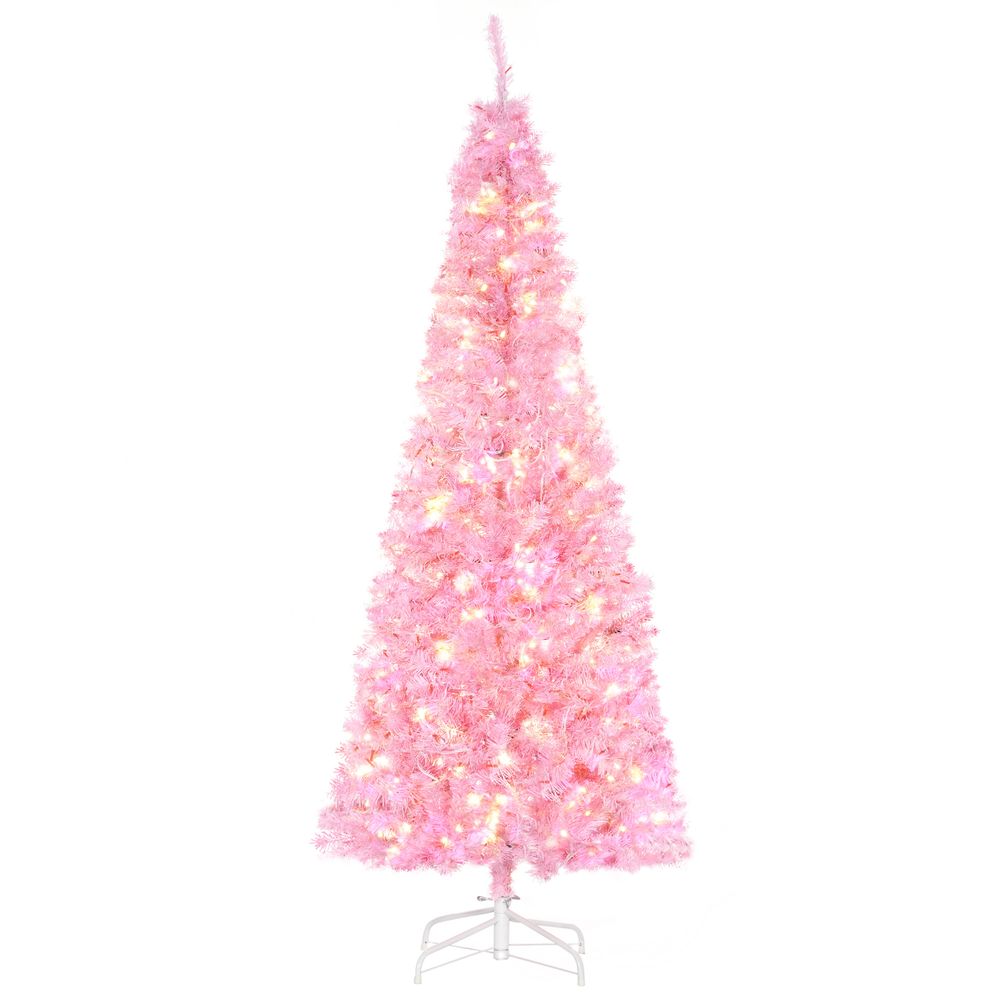 6FT Prelit Artificial Pink Christmas Tree with 300 LED Lights